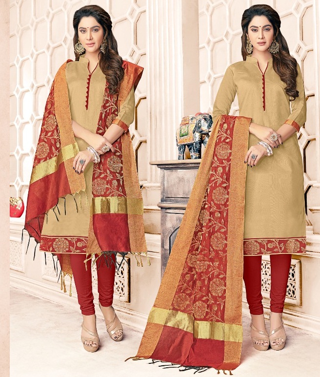 AVC RASS LEELA - Modal chanderi with banarasi patch top with banarasi  dupatta dress materials - Salwar Kameez Wholesaler | Kurtis Wholesaler |  Sarees