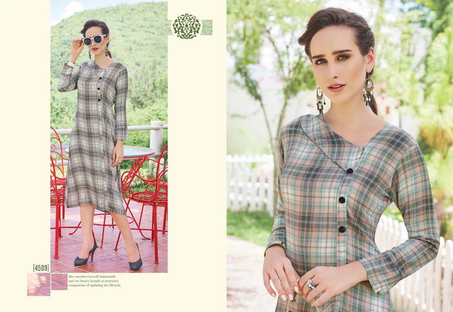 KRISHRIYA DAZZLE VOL 2 Cotton fabric chex and strip print with patterns stylish kurtis Salwar Kameez Wholesaler Kurtis Wholesaler Sarees