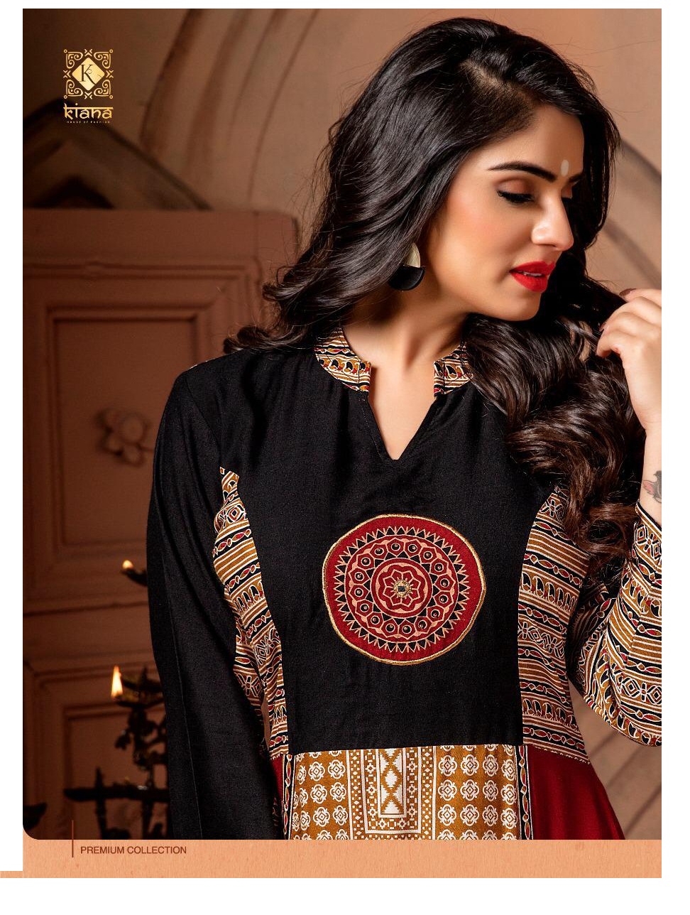 3/4 Th Sleeves Banarasi Silk Kurti, Pattern : Printed, Occasion : Party  Wear at Rs 1,750 / Piece in Surat