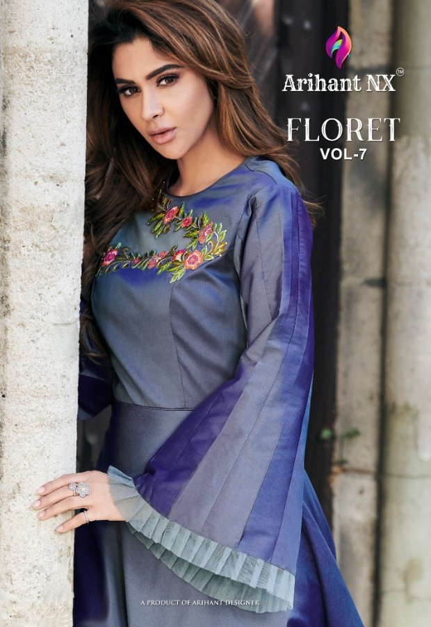 ARIHANT PRESENT SILK PARTY WEAR SILK GOWN STYLE LONG KURTI WHOLESALE -  Reewaz International | Wholesaler & Exporter of indian ethnic wear catalogs.