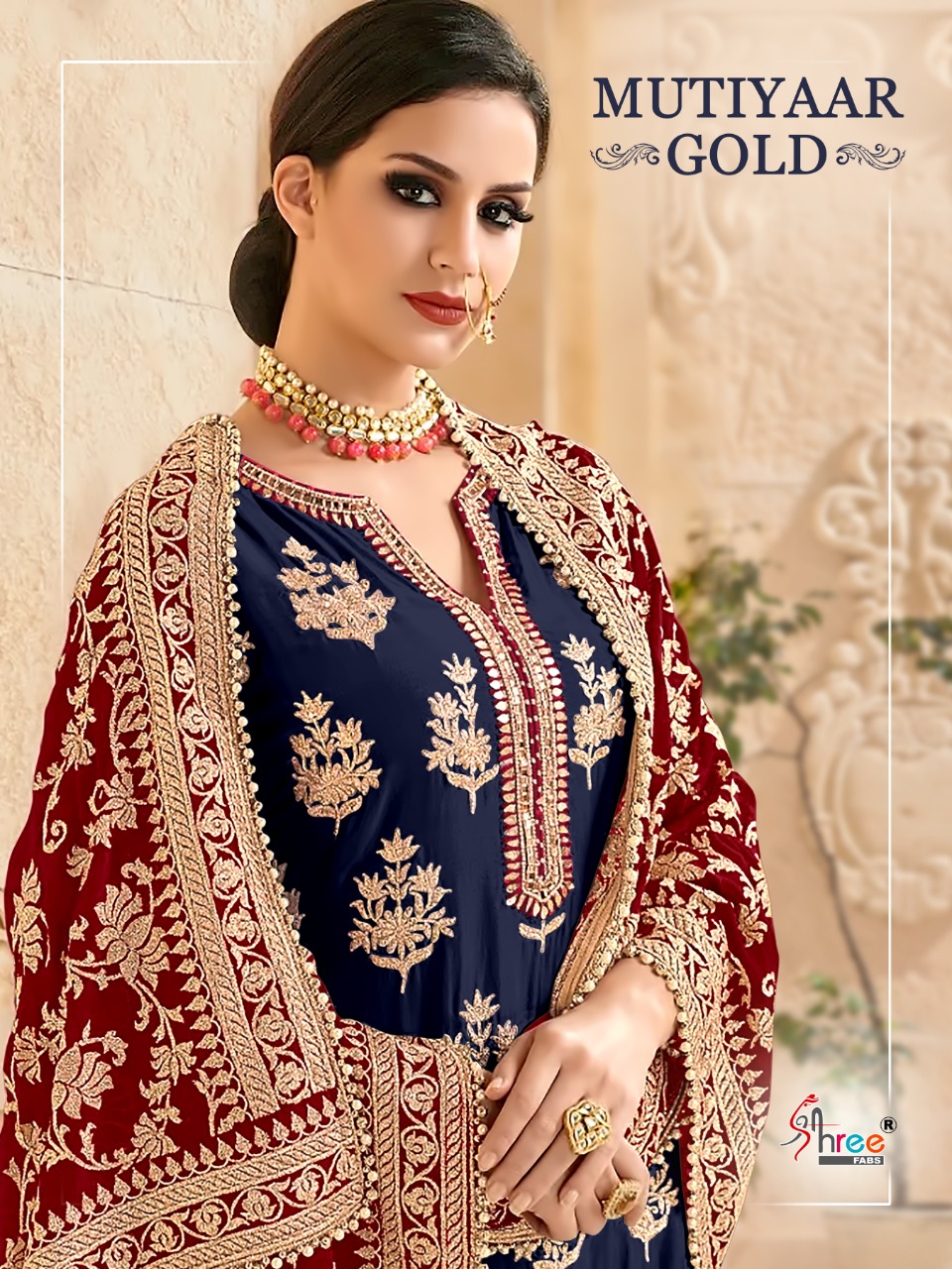 SHREE FAB MUTIYAAR GOLD GEORGETTE WITH EMBROIDERY WEDDING AND